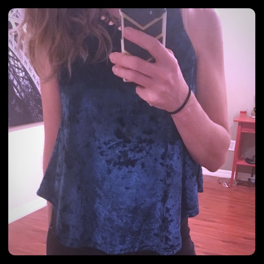 Beautiful Blue Green Velour Tank Top